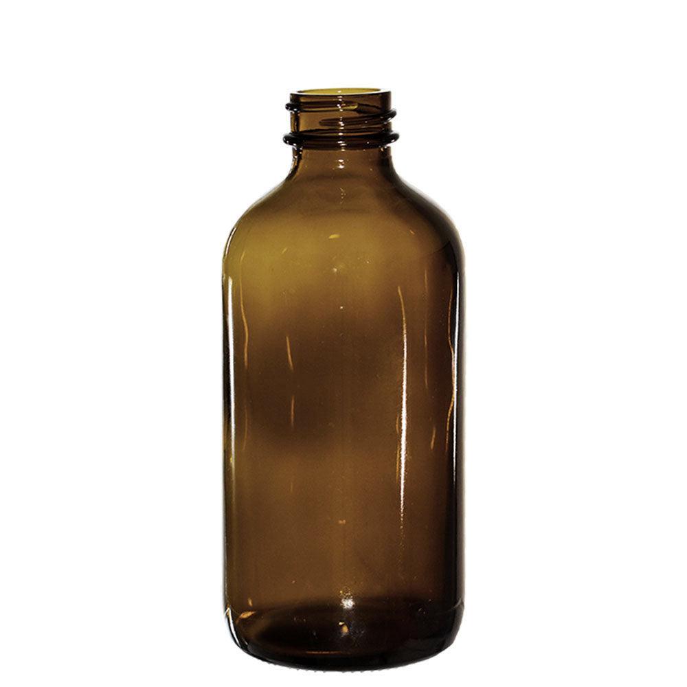 8 oz. Amber Boston Round with Black Poly Cone Cap (28/400) (V5) (V5)