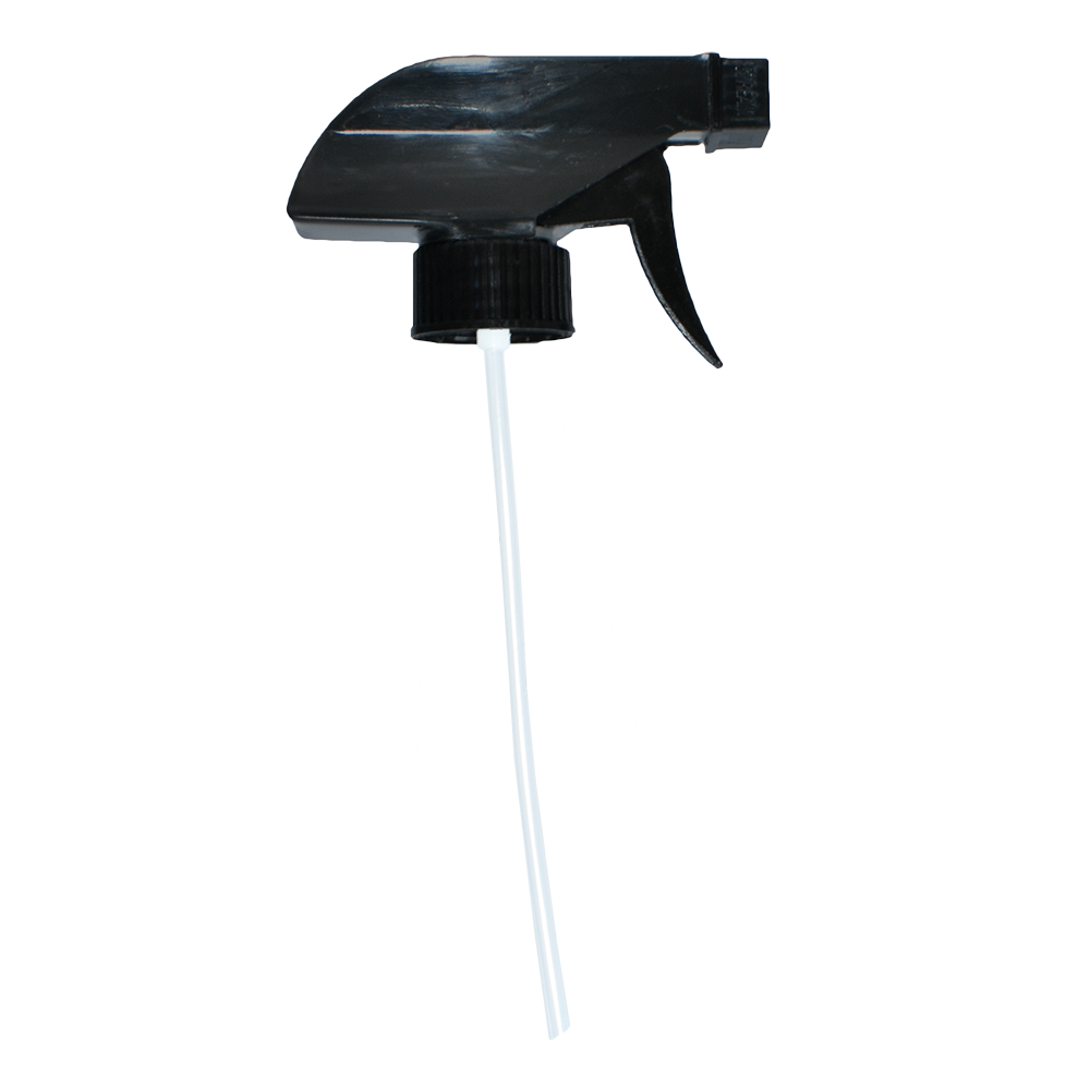 8 oz. Amber Boston Round with Black Poly Cone Caps and Black Trigger Sprayer (28/400) (V23) (V5) (V13)