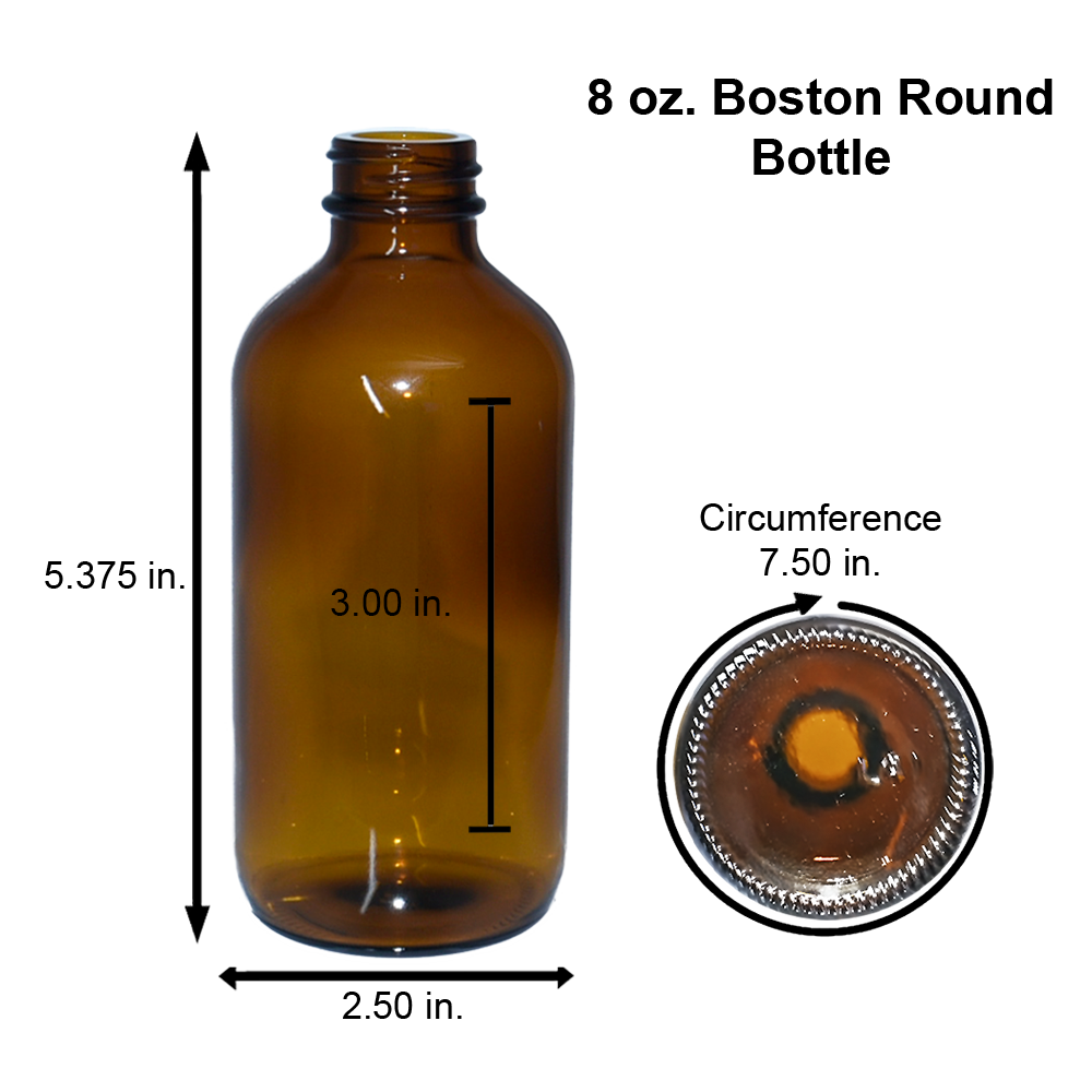 8 oz. Amber Boston Round with Black Trigger Sprayer (28/400) (V23) (V13)