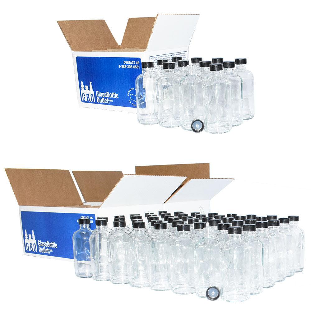 8 oz. Clear Boston Round with Black Poly Cone Cap (24/400) (V4) (V7)