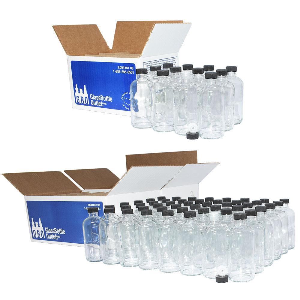 8 oz. Clear Boston Round with Reducer and Black Foam-Lined Cap (24/400) (V4) (V1)