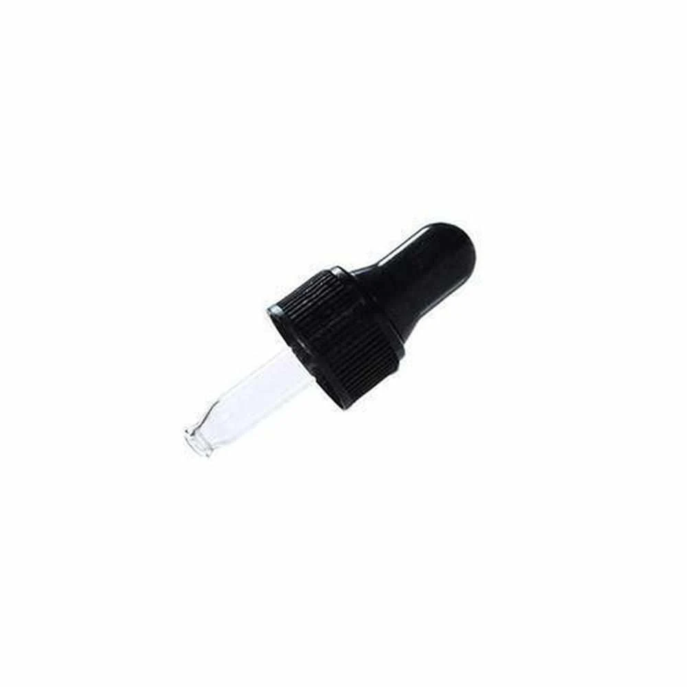 Black Glass Dropper with Nitrile Rubber (13/425) (5/8 Dram) (V2)