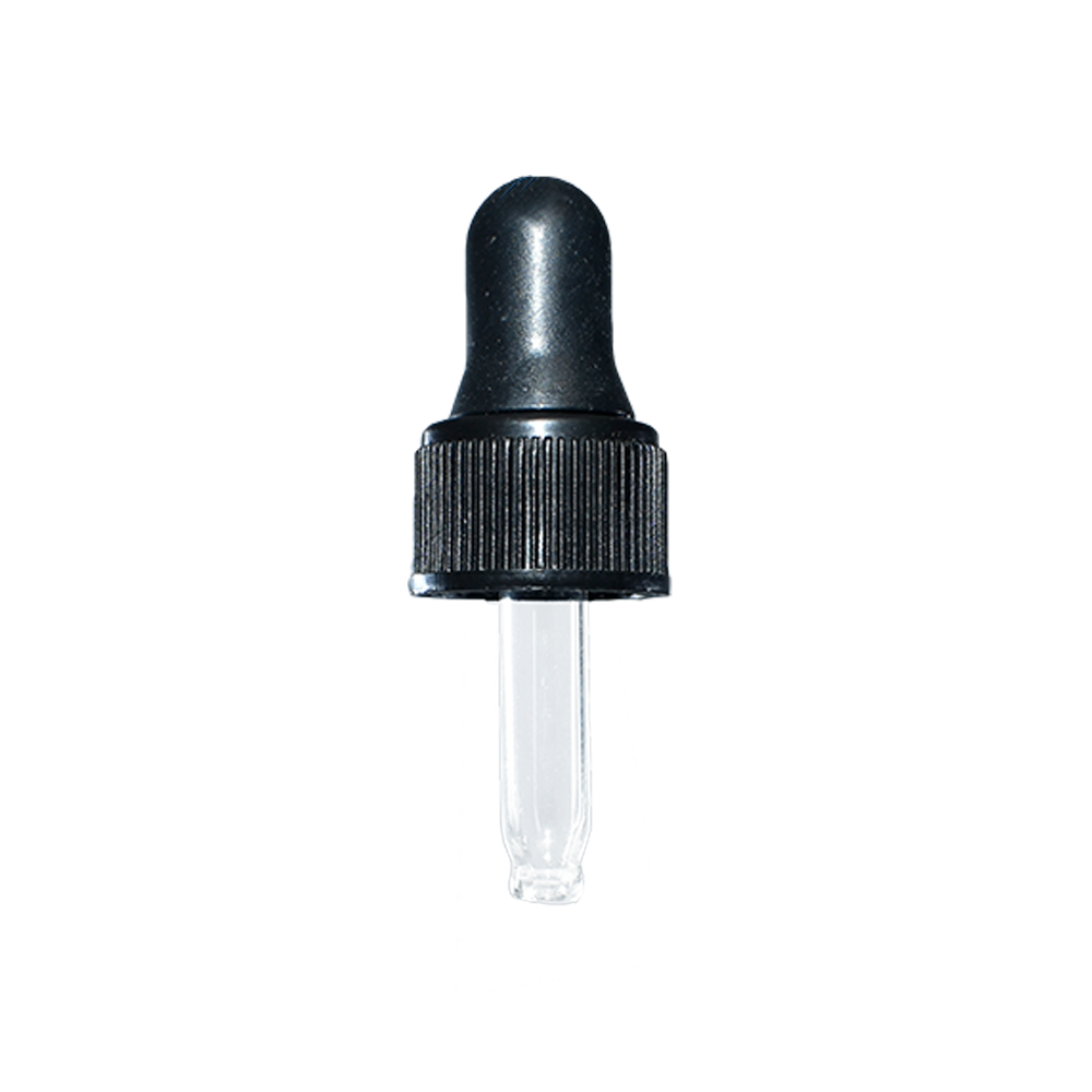 Black Glass Dropper with Nitrile Rubber (13/425) (5/8 Dram) (V2)