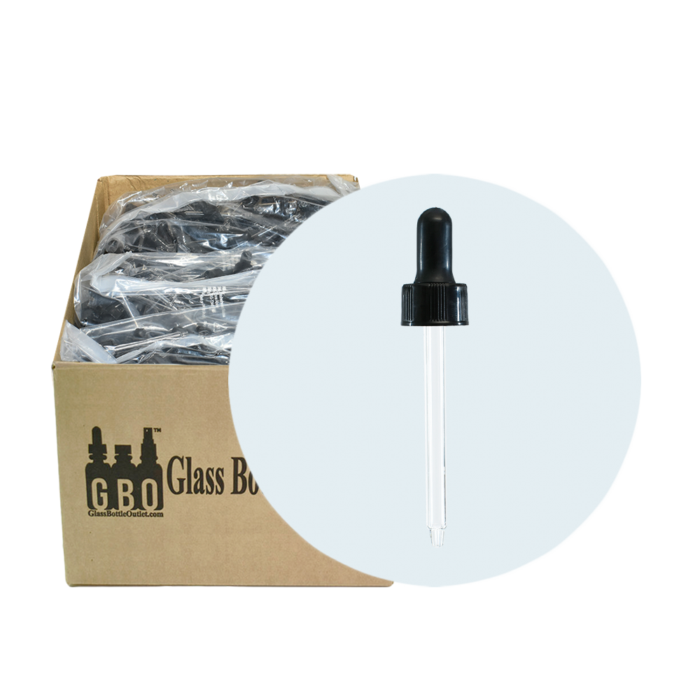 Black Glass Dropper with Nitrile Rubber (20-400) (2 oz.) (V5)