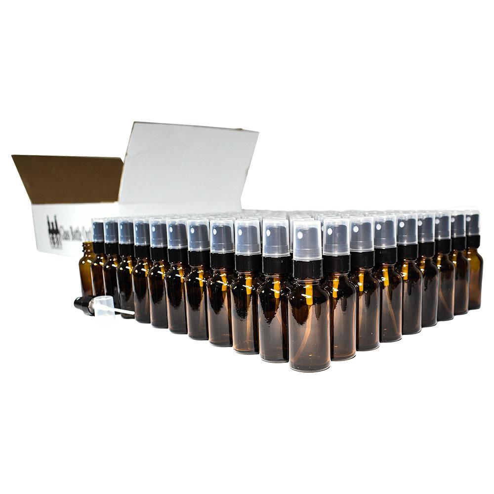 1 oz. Amber Boston Round with Black Fine-Mist Sprayer (Smooth) (.1 ml Per Spray) (20/400) (V5) (V15)