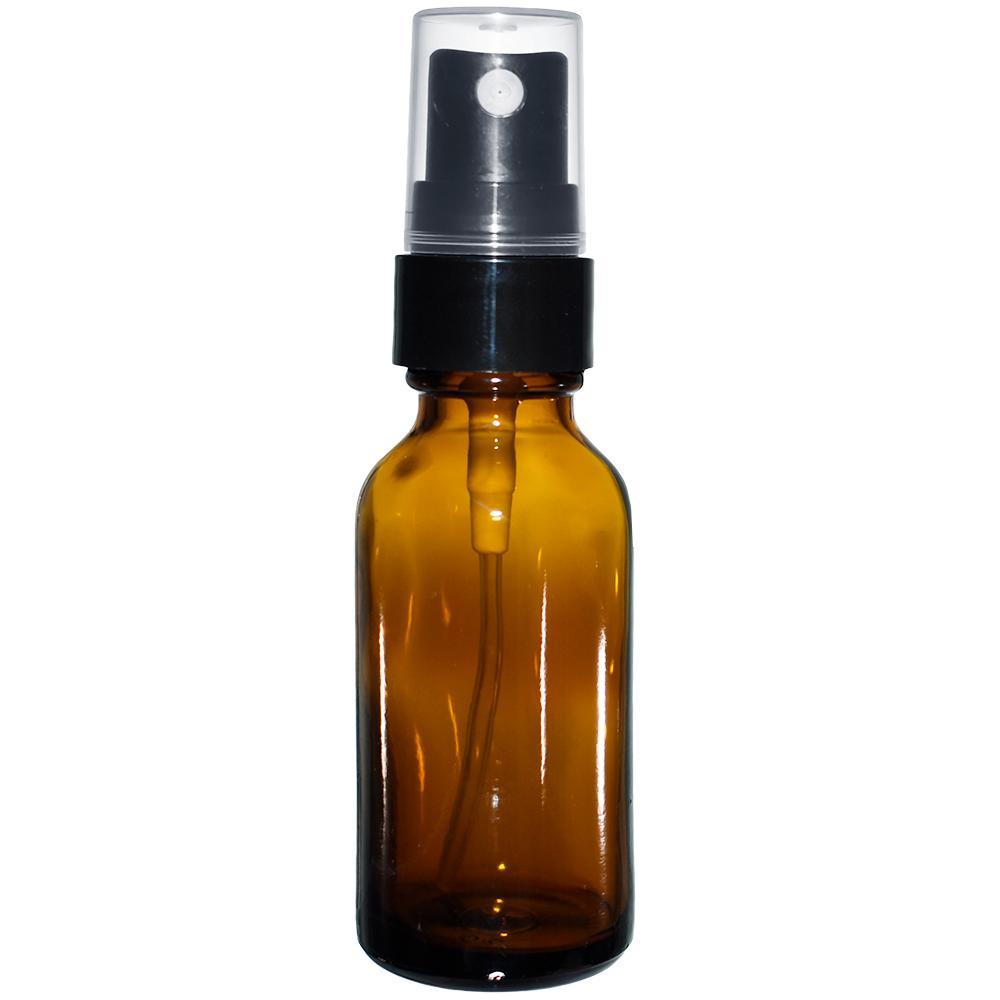 1 oz. Amber Boston Round with Black Fine-Mist Sprayer (Smooth) (.1 ml Per Spray) (20/400) (V5) (V15)