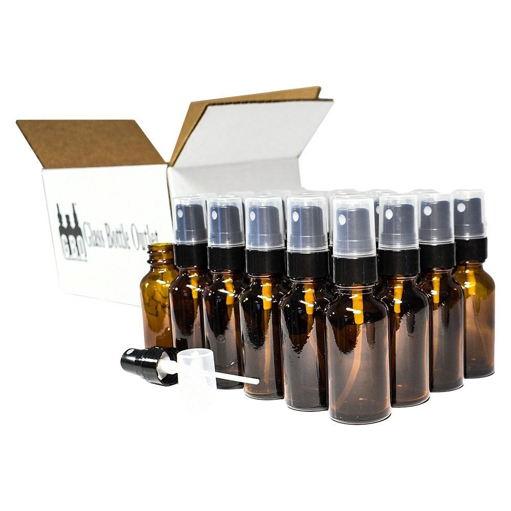 1 oz. Amber Boston Round with Black Fine-Mist Sprayer (Smooth) (.1 ml Per Spray) (20/400) (V5) (V15)