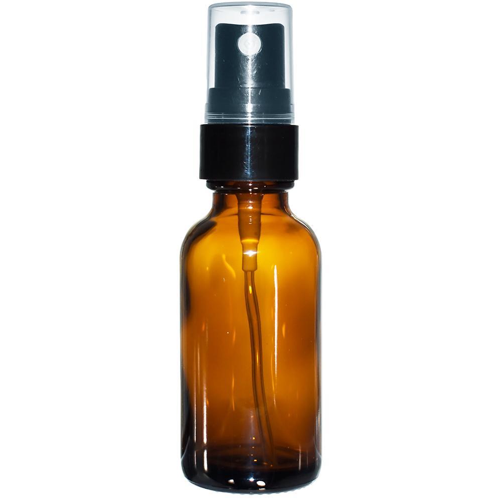 1 oz. Amber Boston Round with Black Fine-Mist Sprayer (Smooth) (.1 ml Per Spray) (20/400) (V7) (V15)