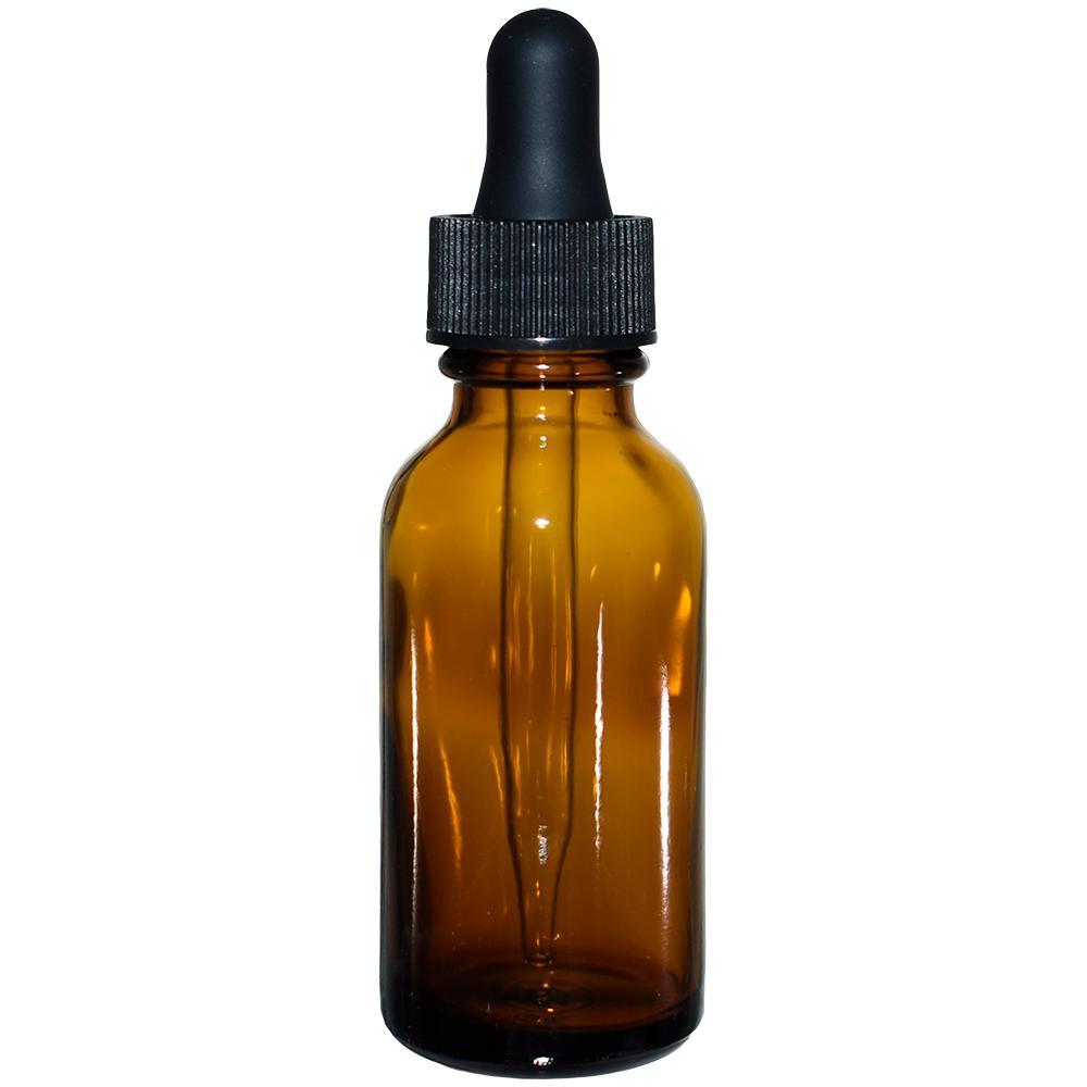 1 oz. Amber Boston Round with Black Glass Dropper (20/400) (V5) (V8)