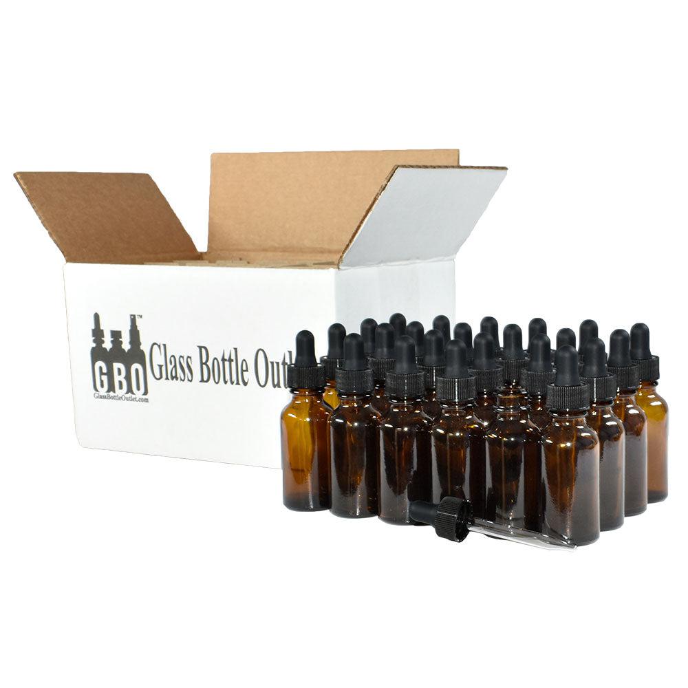 1 oz. Amber Boston Round with Black Glass Dropper (20/400) (V5) (V8)