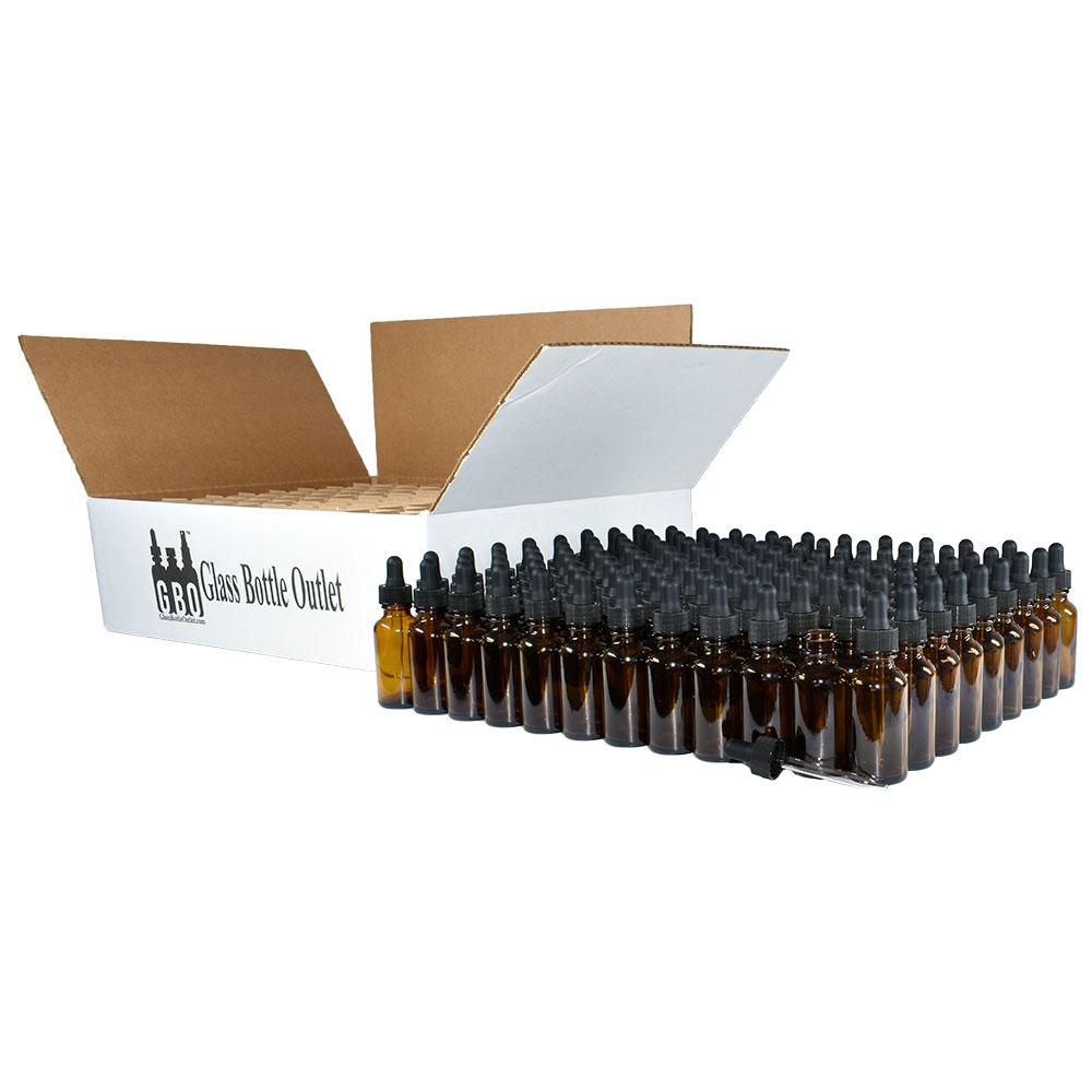 1 oz. Amber Boston Round with Black Glass Dropper (20/400) (V7) (V8)