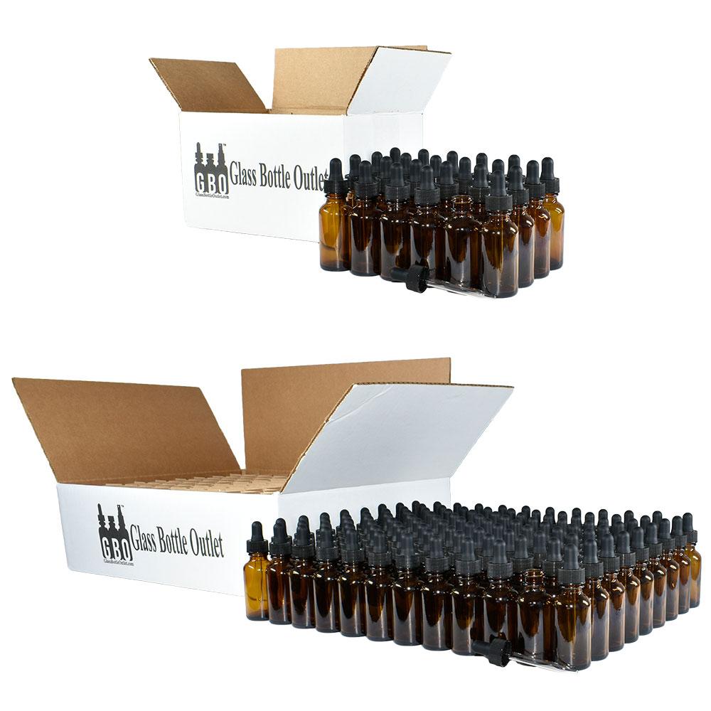 1 oz. Amber Boston Round with Black Glass Dropper (20/400) (V7) (V8)