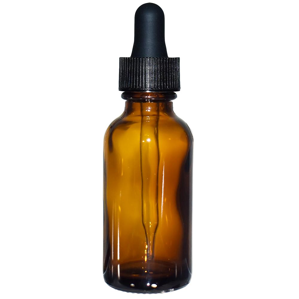 1 oz. Amber Boston Round with Black Glass Dropper (20/400) (V7) (V8)