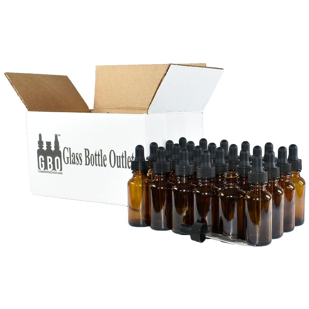 1 oz. Amber Boston Round with Black Glass Dropper (20/400) (V7) (V8)