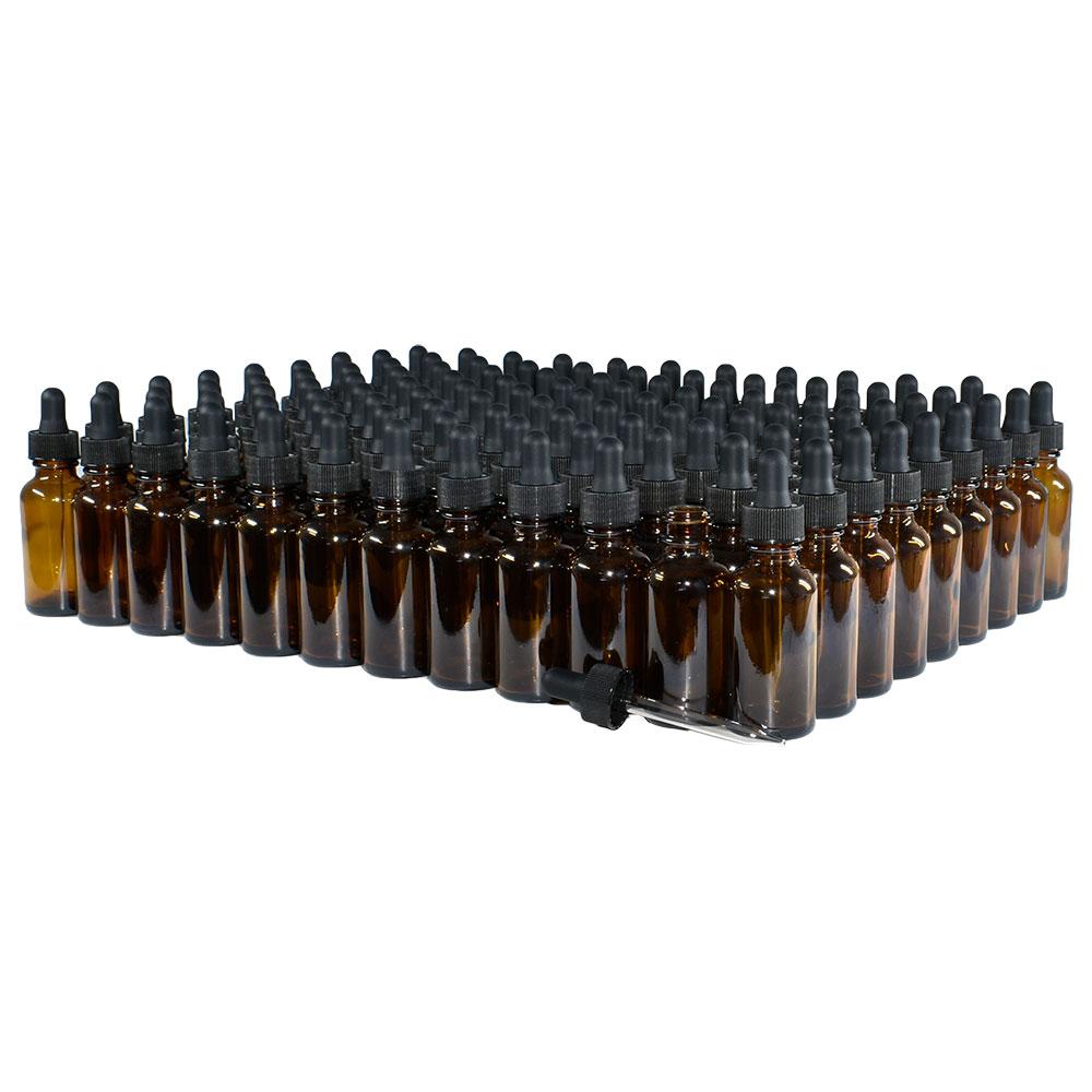 1 oz. Amber Boston Round with Black Glass Dropper (20/400) (V7) (V8)