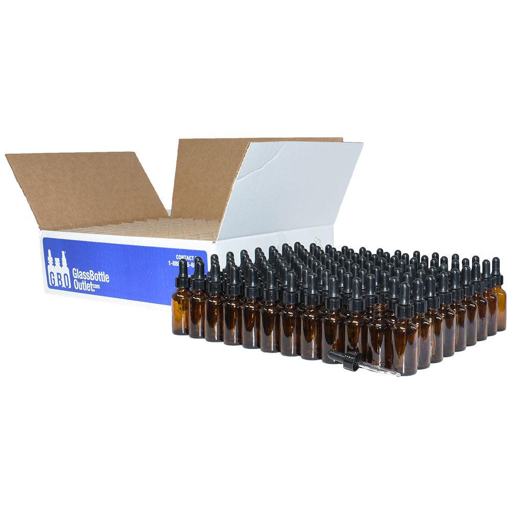 1 oz. Amber Boston Round with Black Graduated Nitrile Glass Dropper (20/400) (V7) (V12)