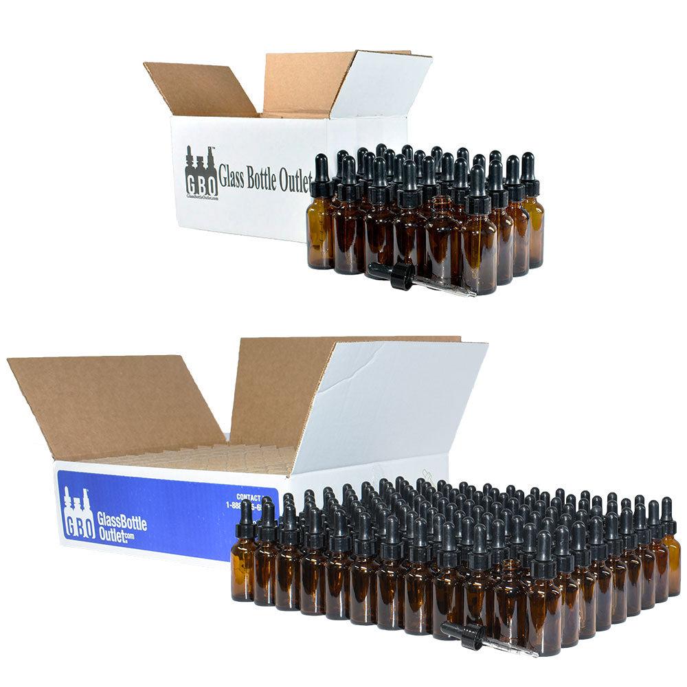 1 oz. Amber Boston Round with Black Graduated Nitrile Glass Dropper (20/400) (V7) (V12)