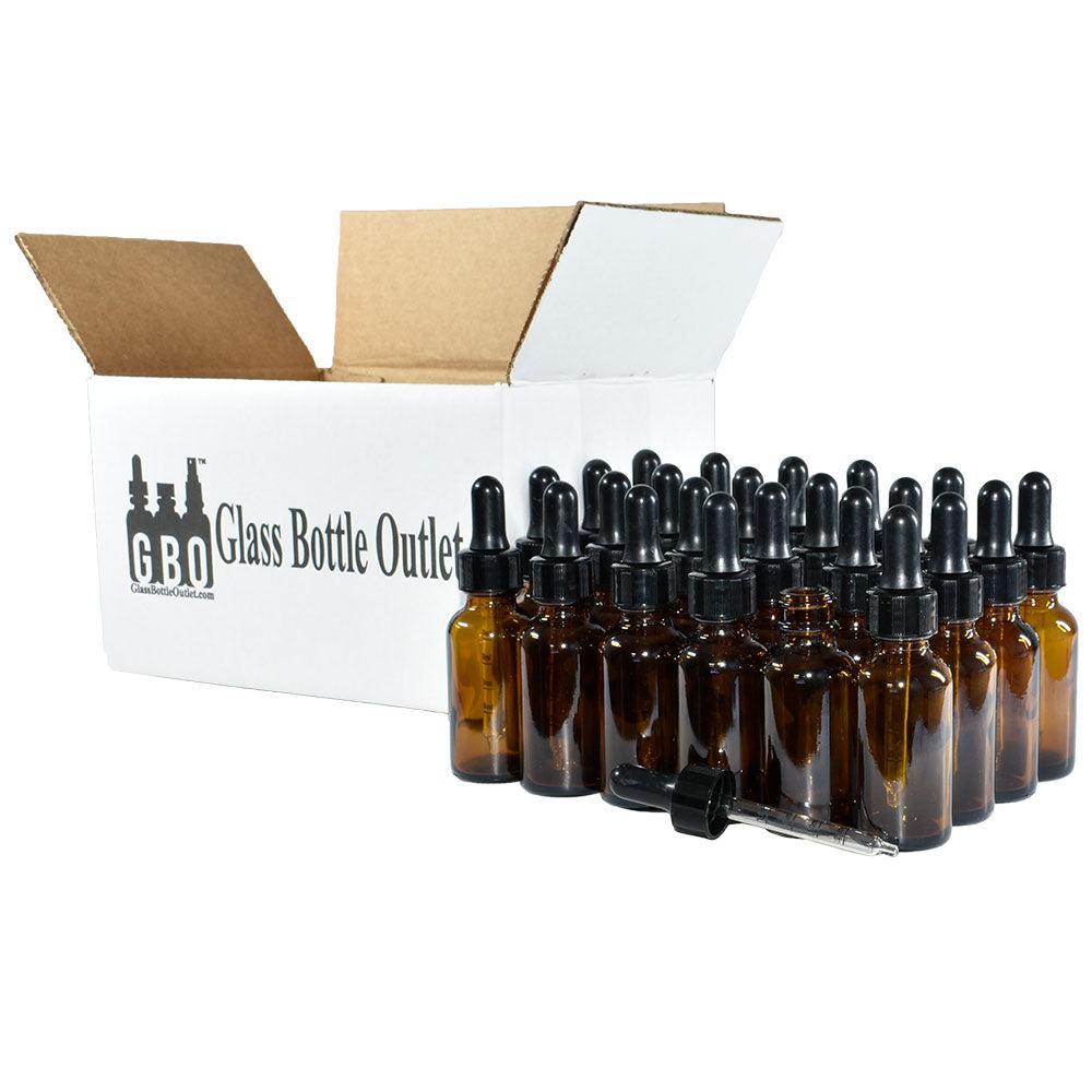 1 oz. Amber Boston Round with Black Graduated Nitrile Glass Dropper (20/400) (V7) (V12)