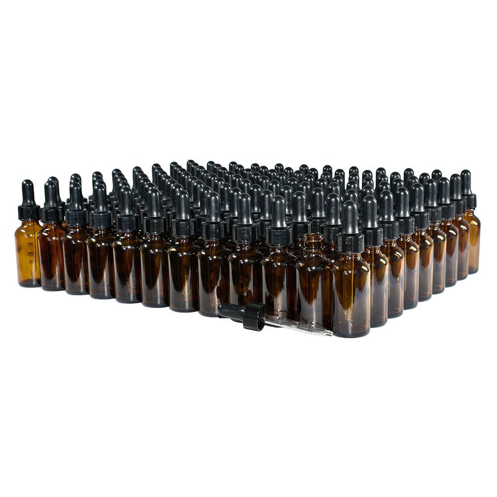 1 oz. Amber Boston Round with Black Graduated Nitrile Glass Dropper (20/400) (V7) (V12)