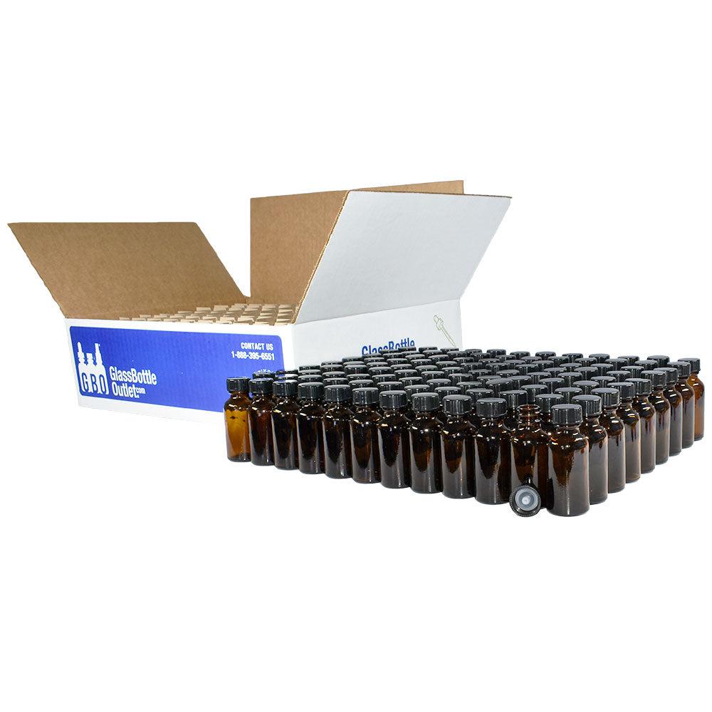 1 oz. Amber Boston Round with Black Poly Cone Cap (20/400) (V5) (V20)