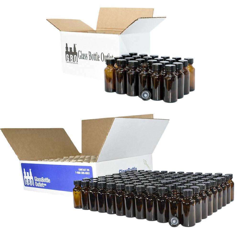 1 oz. Amber Boston Round with Black Poly Cone Cap (20/400) (V5) (V20)