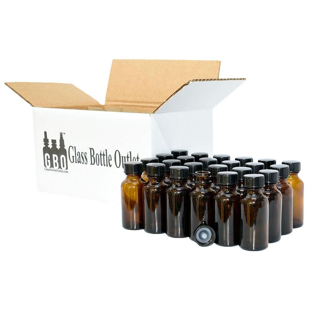 1 oz. Amber Boston Round with Black Poly Cone Cap (20/400) (V5) (V20)