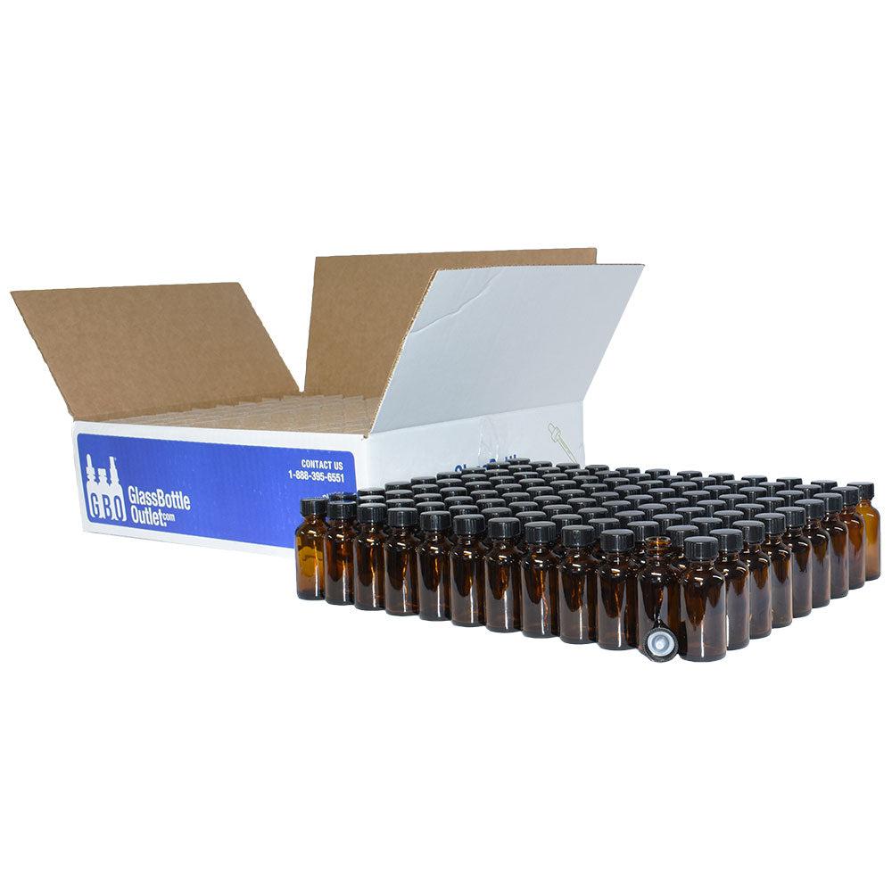 1 oz. Amber Boston Round with Black Poly Cone Cap (20/400) (V7) (V20)