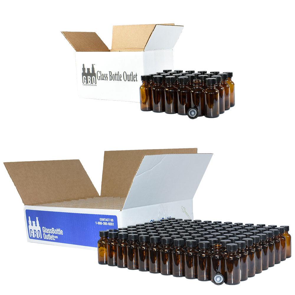 1 oz. Amber Boston Round with Black Poly Cone Cap (20/400) (V7) (V20)