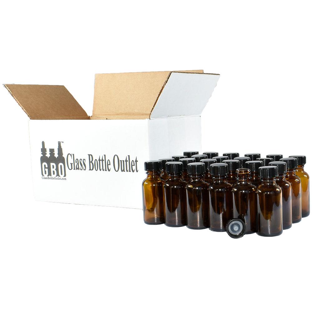 1 oz. Amber Boston Round with Black Poly Cone Cap (20/400) (V7) (V20)