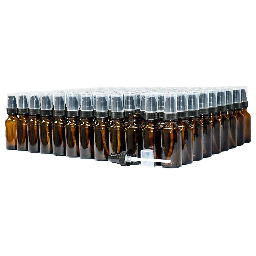 1 oz. Amber Boston Round with Black Treatment Pump (20/400) (V5) (V20)