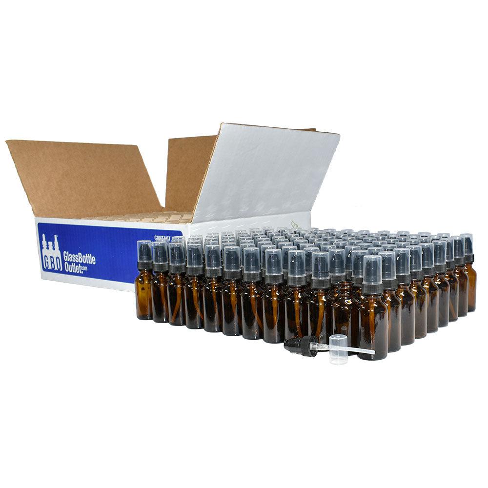 1 oz. Amber Boston Round with Black Treatment Pump (20/400) (V5) (V20)