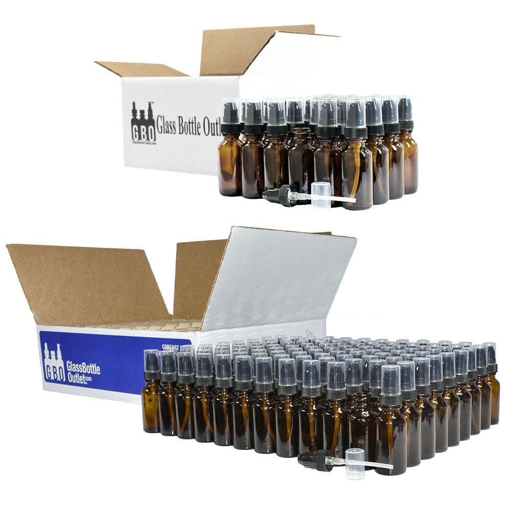 1 oz. Amber Boston Round with Black Treatment Pump (20/400) (V5) (V20)