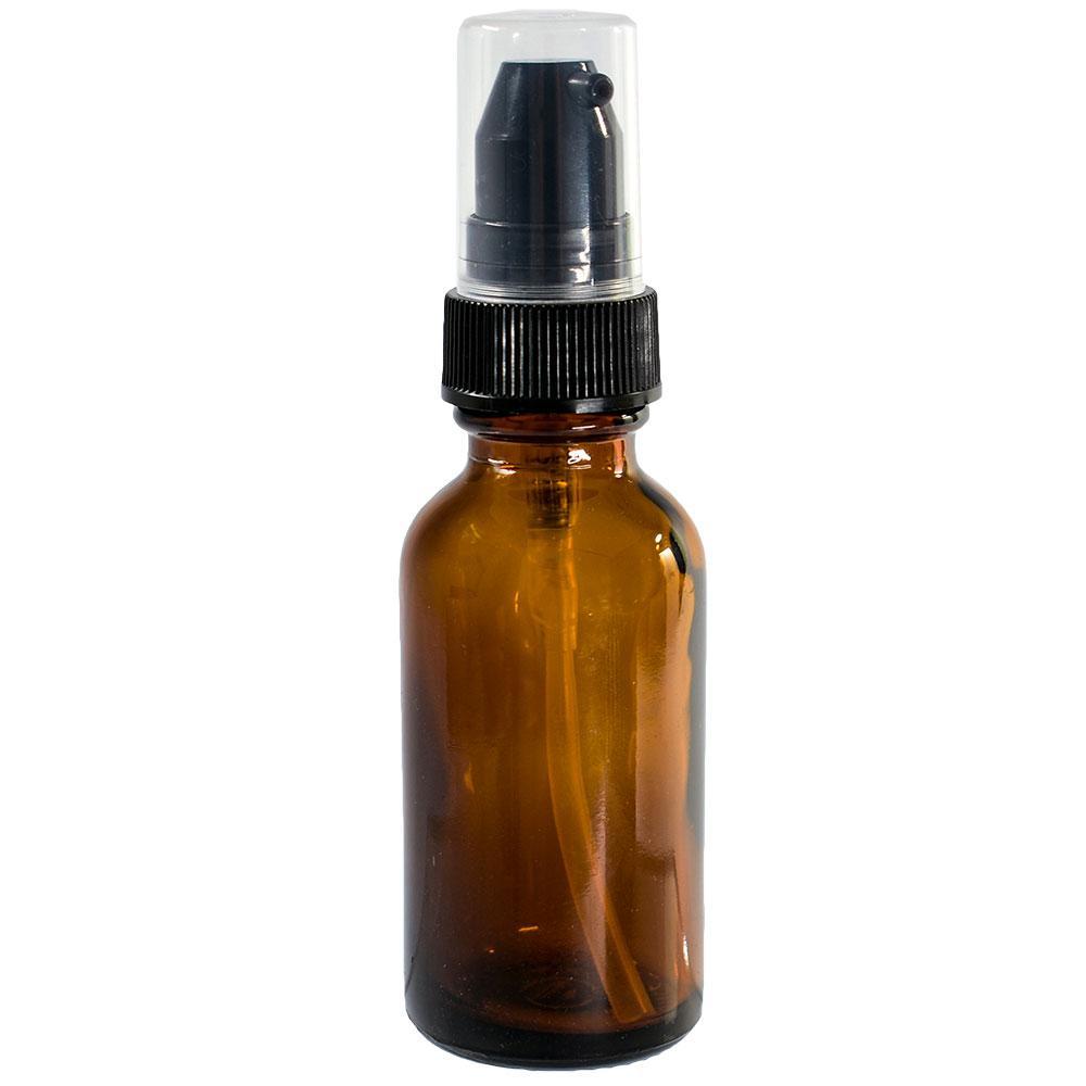 1 oz. Amber Boston Round with Black Treatment Pump (20/400) (V5) (V20)