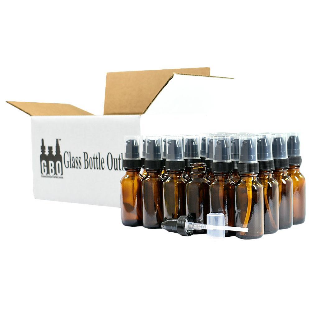 1 oz. Amber Boston Round with Black Treatment Pump (20/400) (V5) (V20)