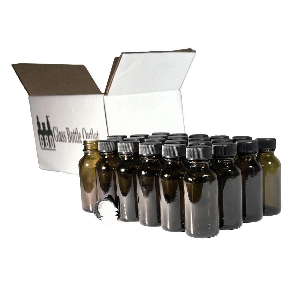 1 oz. Amber Boston Round with Reducer and Black Cap (20/400) (V5) (V1)