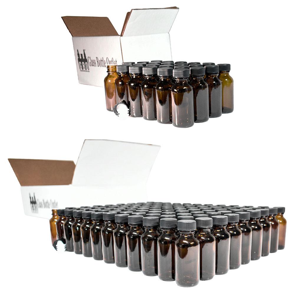 1 oz. Amber Boston Round with Reducer and Black Cap (20/400) (V5) (V1)