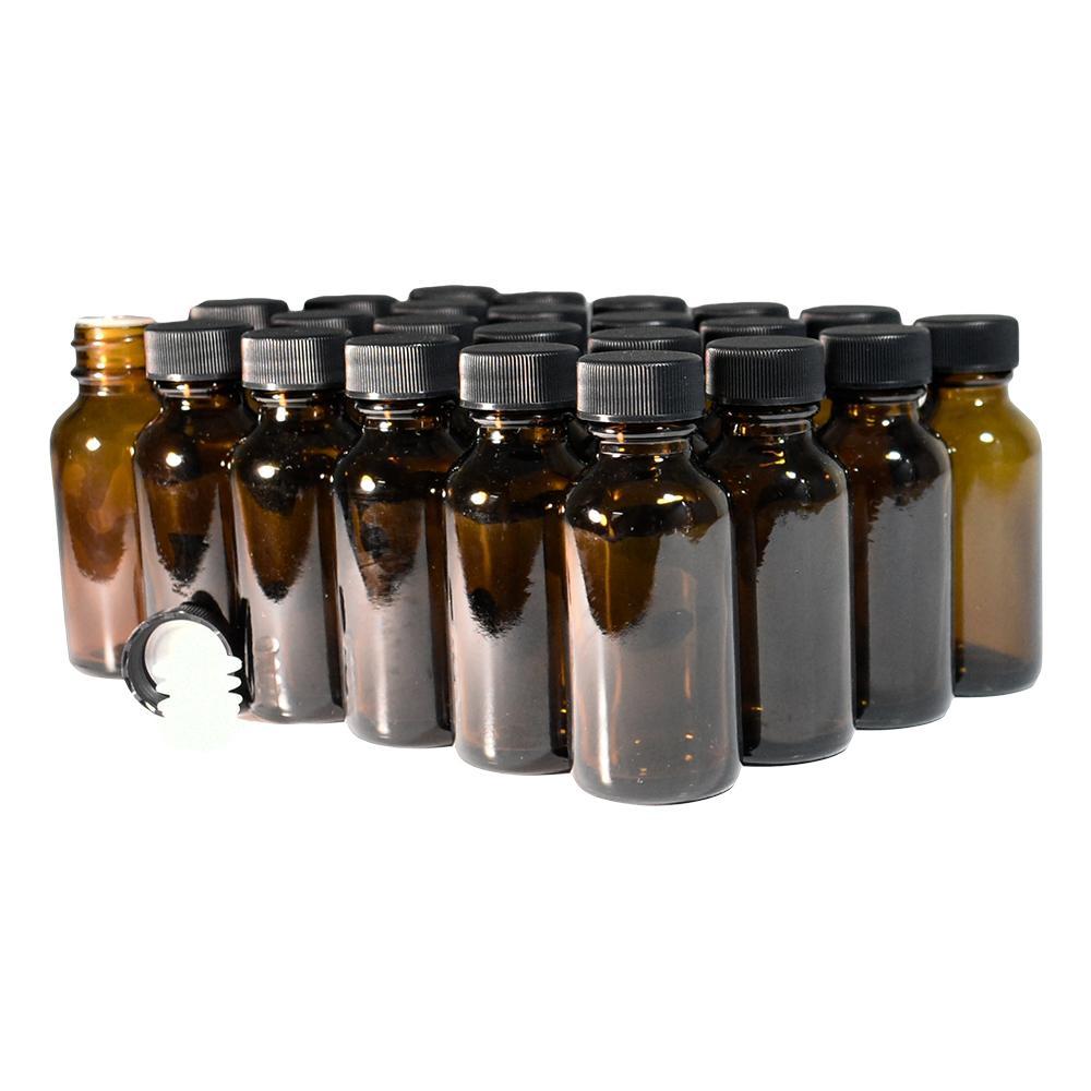 1 oz. Amber Boston Round with Reducer and Black Cap (20/400) (V5) (V1)