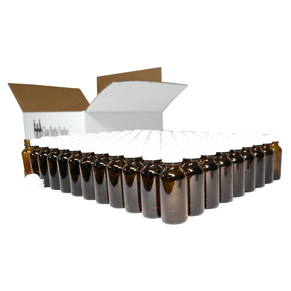 1 oz. Amber Boston Round with Reducer and White Cap (20/400) (V5) (V1)