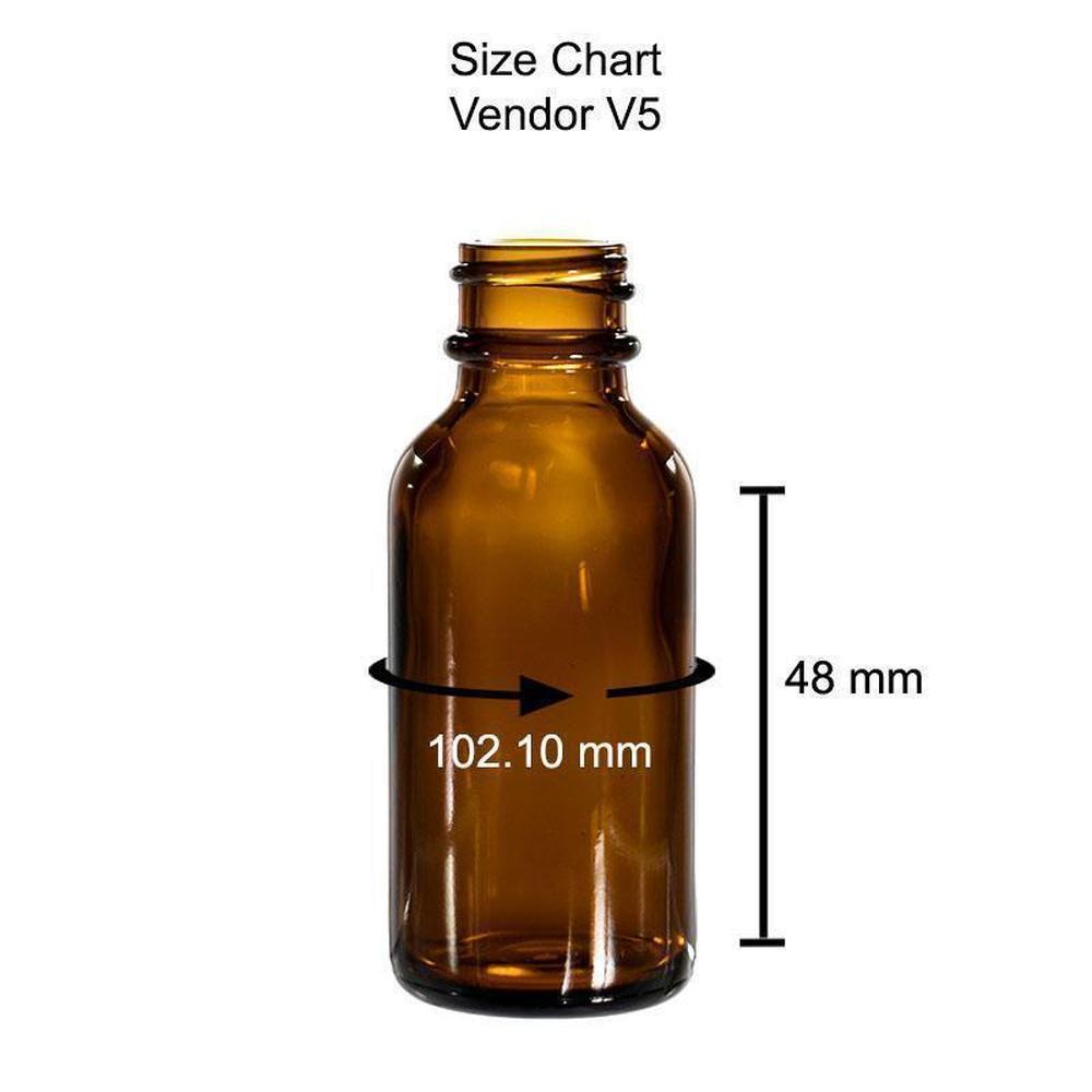 1 oz. Amber Boston Round with Reducer and White Cap (20/400) (V5) (V1)