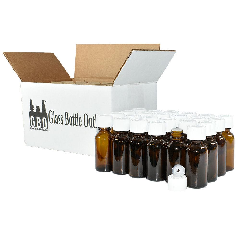 1 oz. Amber Boston Round with Reducer and White Child-Resistant Cap (20/400) (V5) (V1)