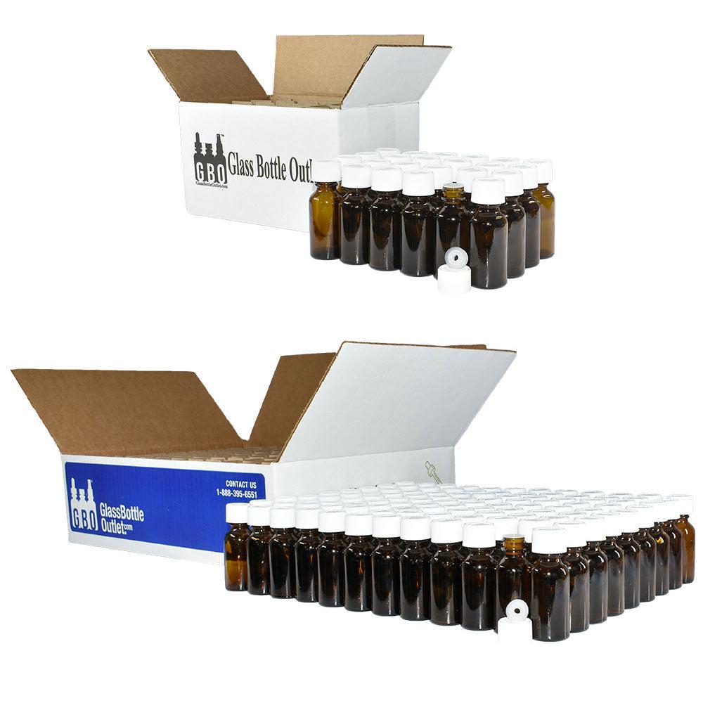 1 oz. Amber Boston Round with Reducer and White Child-Resistant Cap (20/400) (V5) (V6)