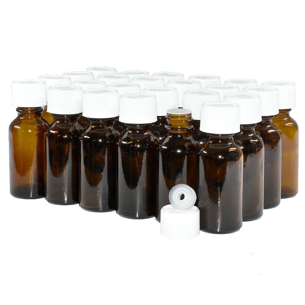 1 oz. Amber Boston Round with Reducer and White Child-Resistant Cap (20/400) (V5) (V6)