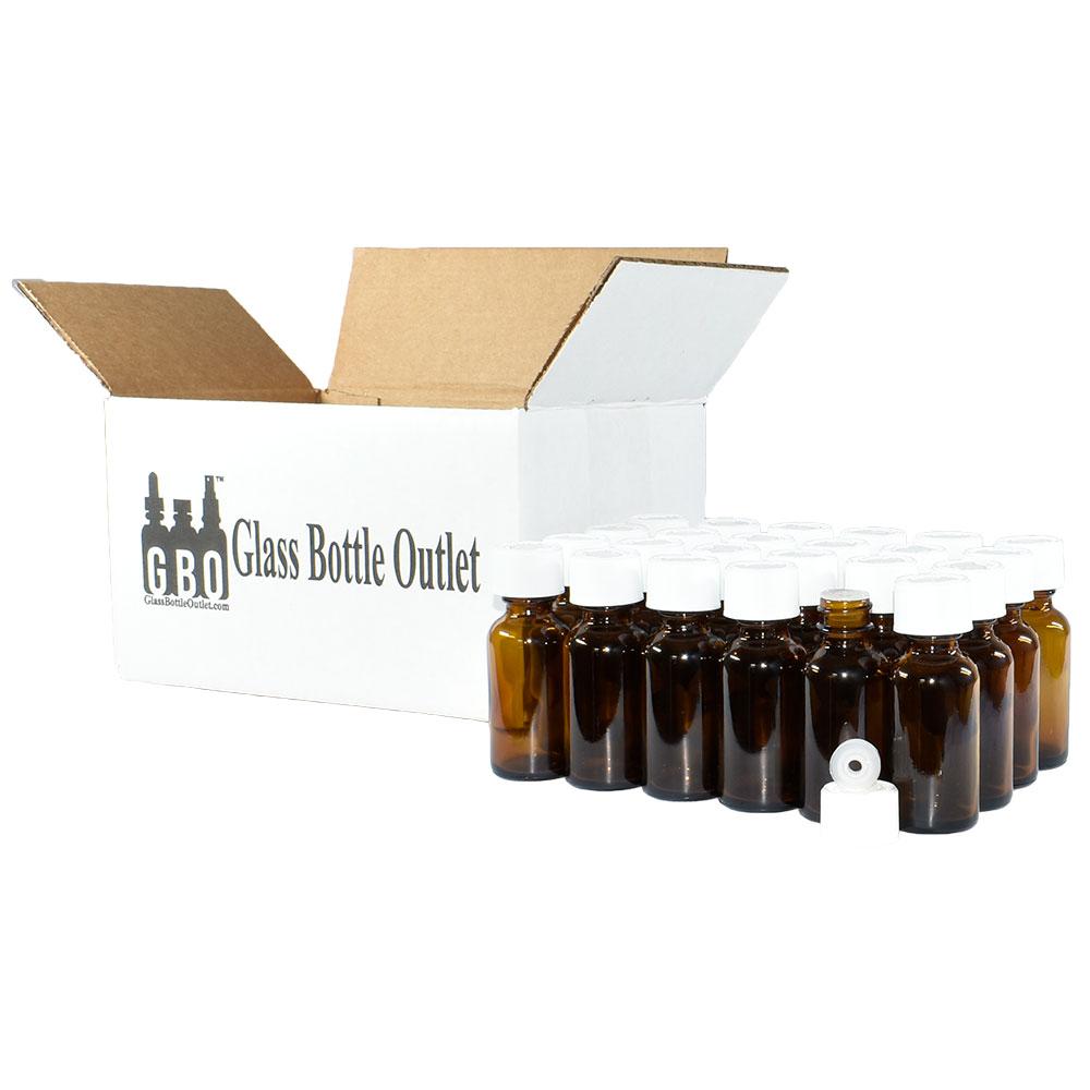 1 oz. Amber Boston Round with Reducer and White Child-Resistant Cap (20/400) (V7) (V1)