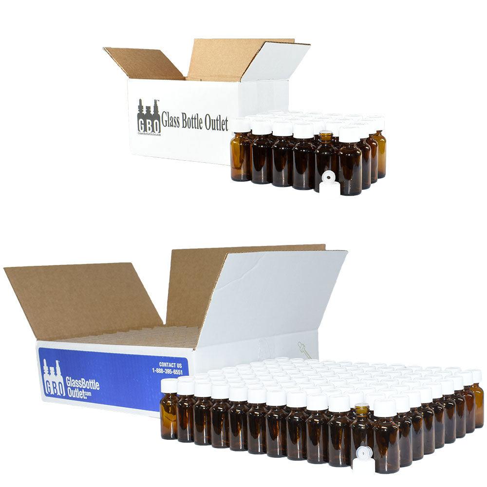 1 oz. Amber Boston Round with Reducer and White Child-Resistant Cap (20/400) (V7) (V1)