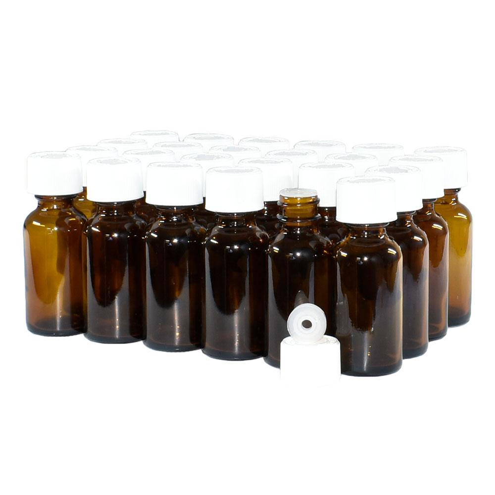 1 oz. Amber Boston Round with Reducer and White Child-Resistant Cap (20/400) (V7) (V1)