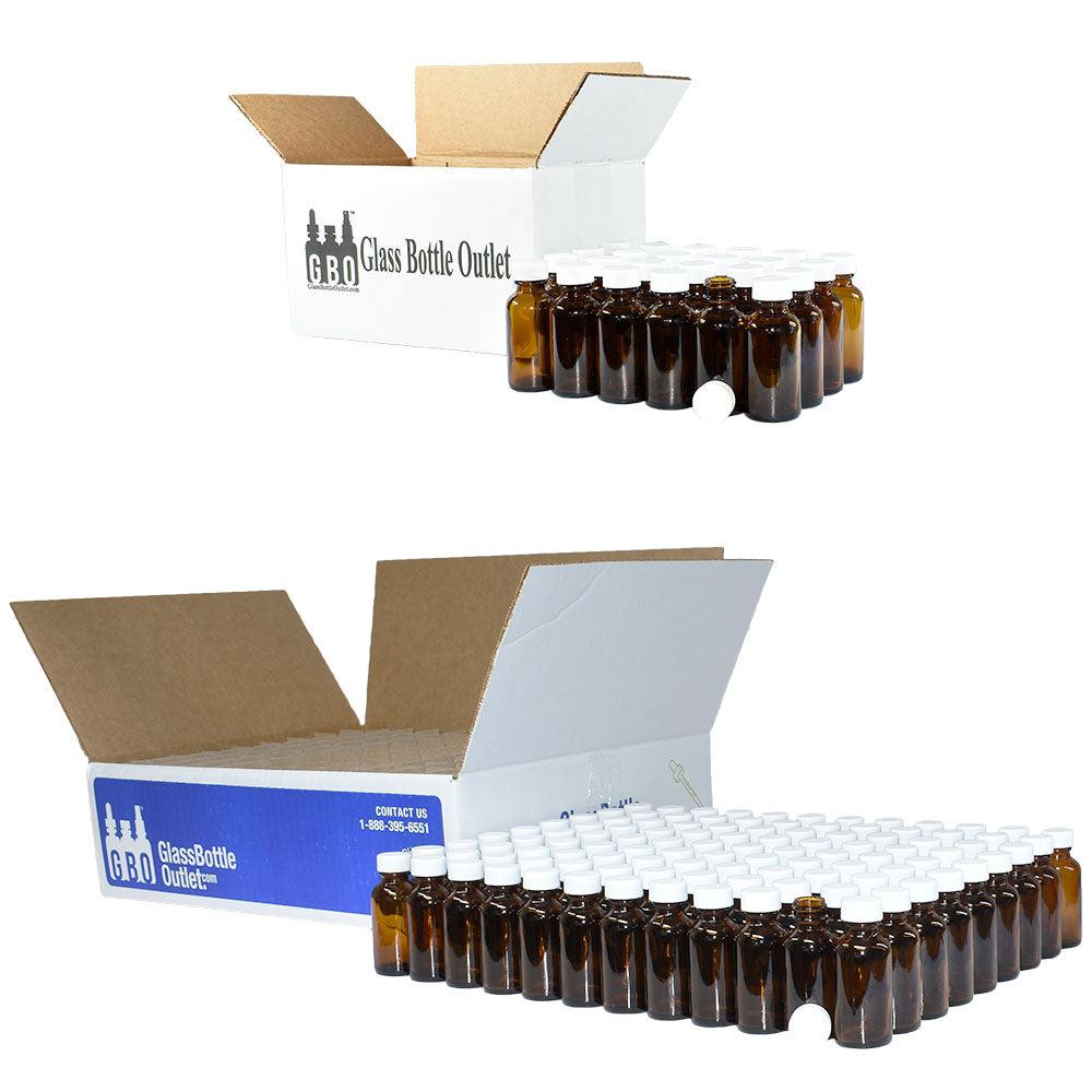 1 oz. Amber Boston Round with White Cap (20/400) (V7) (V1)