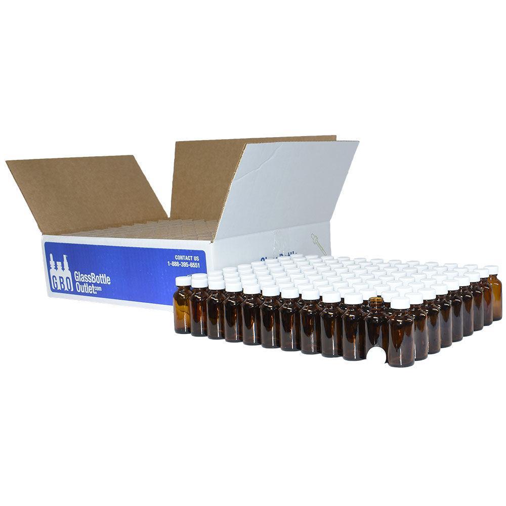 1 oz. Amber Boston Round with White Cap (20/400) (V7) (V1)