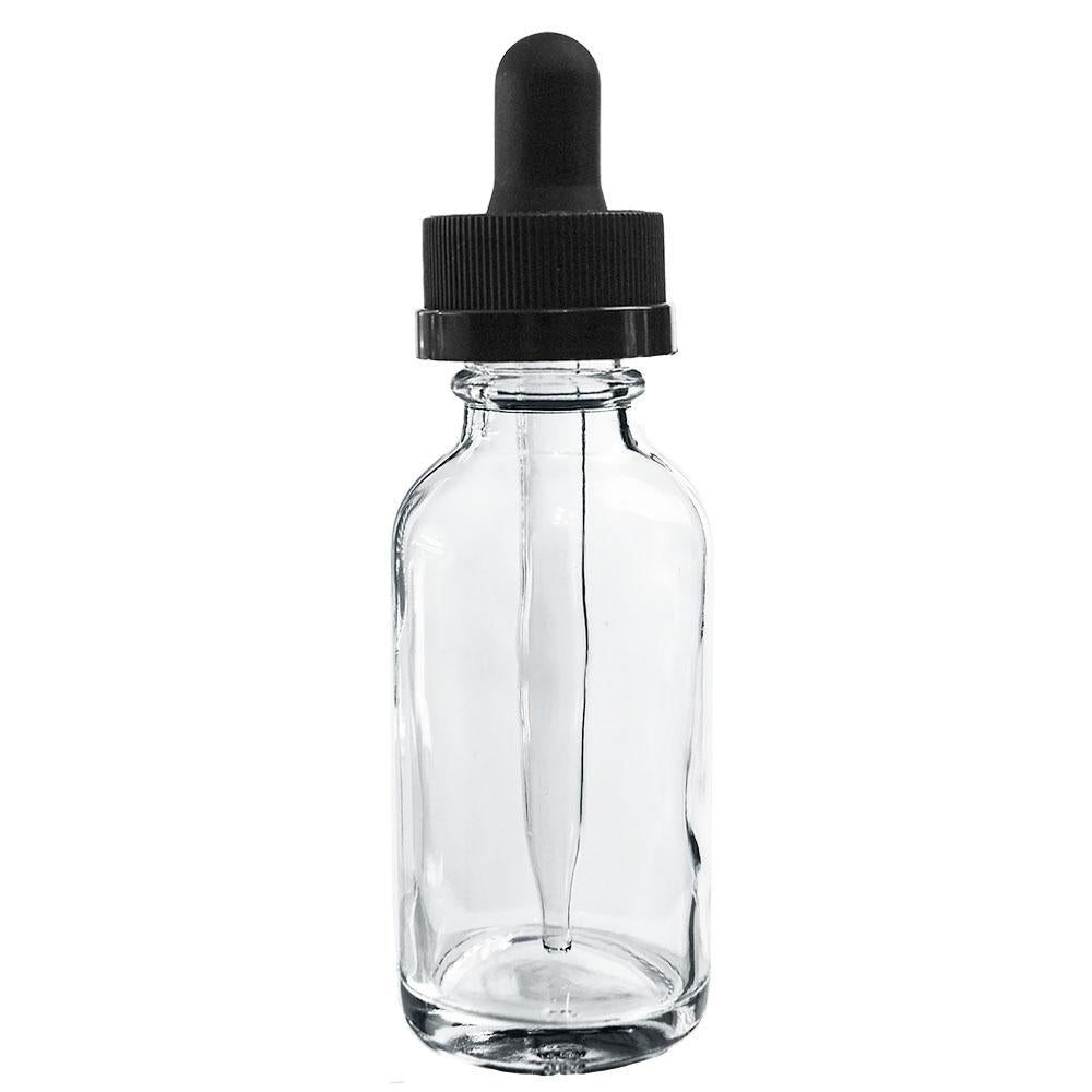 1 oz. Clear Boston Round with Black Child-Resistant Dropper (20/400) (V7) (V8)