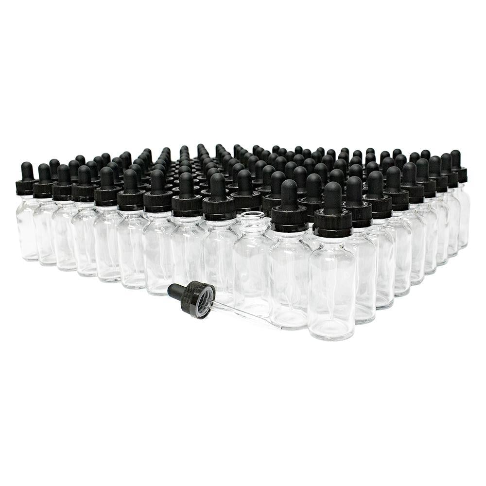 1 oz. Clear Boston Round with Black Child-Resistant Dropper (20/400) (V7) (V8)