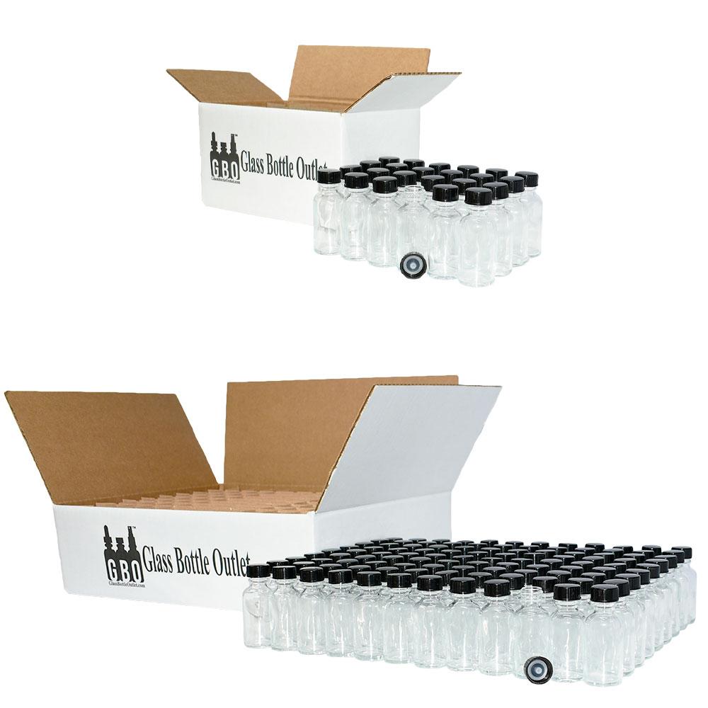 1 oz. Clear Boston Round with Black Cone Lined Cap (20/400) (V20) (V20)